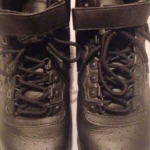 Black Leather Lace-Up Boots